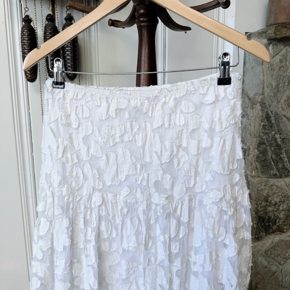 Vintage Lace Patchwork Floral White Tiered Aline Midi Skirt size Small - Picture 2 of 7
